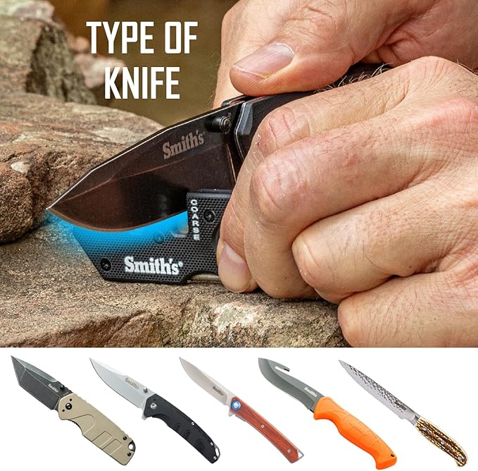 Smith’s Pocket Pal Tactical Knife Sharpener - 2 Stage Sharpener & Diamond Sharpening Rod - Pocket Clip - Outdoor Hunting Knife & Hook Sharpener - Compact & Lightweight
