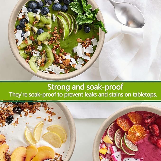 24 Oz Disposable Bowls, [100 Pack] Paper Bowls Disposable - Heavy Duty and Eco-friendly Sugarcane and Bamboo Bagasse Biodegradable Bowls for Cereal, Rice, French Fries - Convenient and Compostable