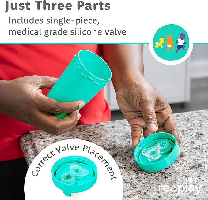 Re-Play Spill-Proof Sippy Cups - Reusable 10 Oz Set of 4, Dishwasher & Microwave Safe, Made in USA, Space