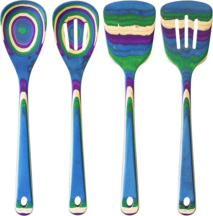 Totally Bamboo Baltique Mumbai Collection 4 Piece Cooking Utensil Set, Safe for Nonstick