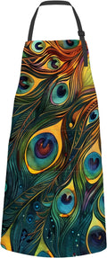 Peacock Apron,Oxford Fabric Adjustable Kitchen Apron with 2 Pockets,Waterproof Cooking Aprons for Men Women Mom Wife Dad,Ideal Gifts for Coffee House,Shop,Baking,BBQ,Housewarming,28x33in
