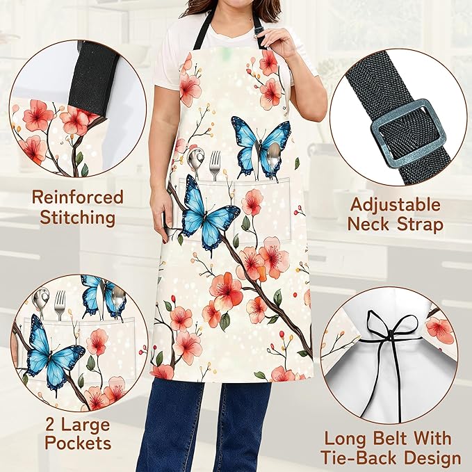 Adjustable Kitchen Apron with Pockets for Women and Men,Soft Chef Apron for Cooking, BBQ, and Grill