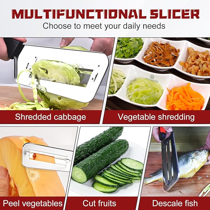 Multifunctional Vegetable Cutter,2025 Upgraded Stainless Steel Double-layer Slicer,Cabbage Kitchen Knife, Stainless Steel Shredder Knife,For Sauerkraut Coleslaw Vegetable Slicer