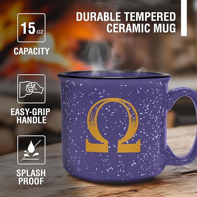 BBGreek Omega Psi Phi Fraternity Paraphernalia - Official Vendor - 15 oz Ceramic Campfire Mug - OMEGA