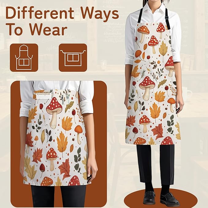 Adjustable Kitchen Apron with Pockets for Women and Men,Soft Chef Apron for Cooking, BBQ, and Grill