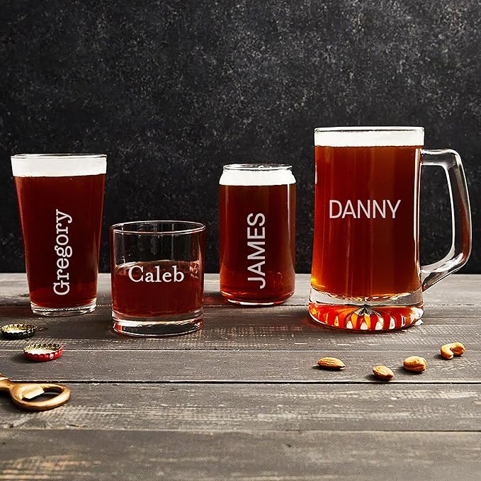 Lifetime Creations Engraved Personalized Name Beer Can Glass 16 oz - Can Shaped Cup with Name, Monogrammed Beer Lover Groomsmen Gift, Dishwasher Safe, Made in USA