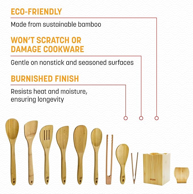 Joyce Chen 11-Piece Burnished Bamboo Cooking Utensil Set