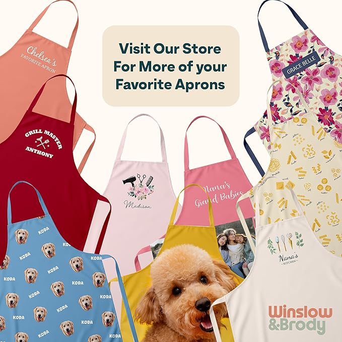 Winslow & Brody Personalized Kitchen Aprons - Custom Gift for Loved Ones - Cute Cooking Apron for Women - Stain Resistant