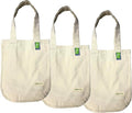 AMOUR INFINI Organic Cotton Grocery Bags with Bottle Sleeve - Set of 3 Foldable & Washable Shoulder Tote Bags with Reinforced Handles & Double-Stitched Arc Edges for Groceries & Everyday Use