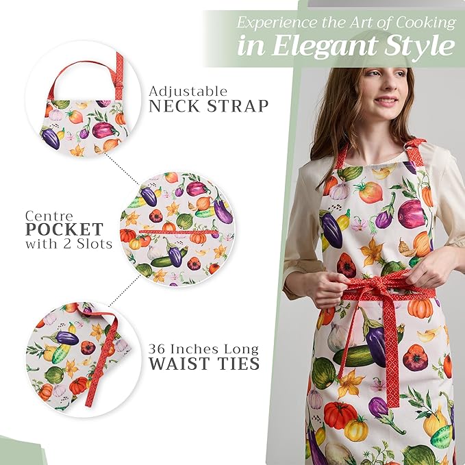 Maison d' Hermine 100% Cotton Apron for women with Pocket Kitchen Chef Apron for Men Cooking Gardening Server Waitress