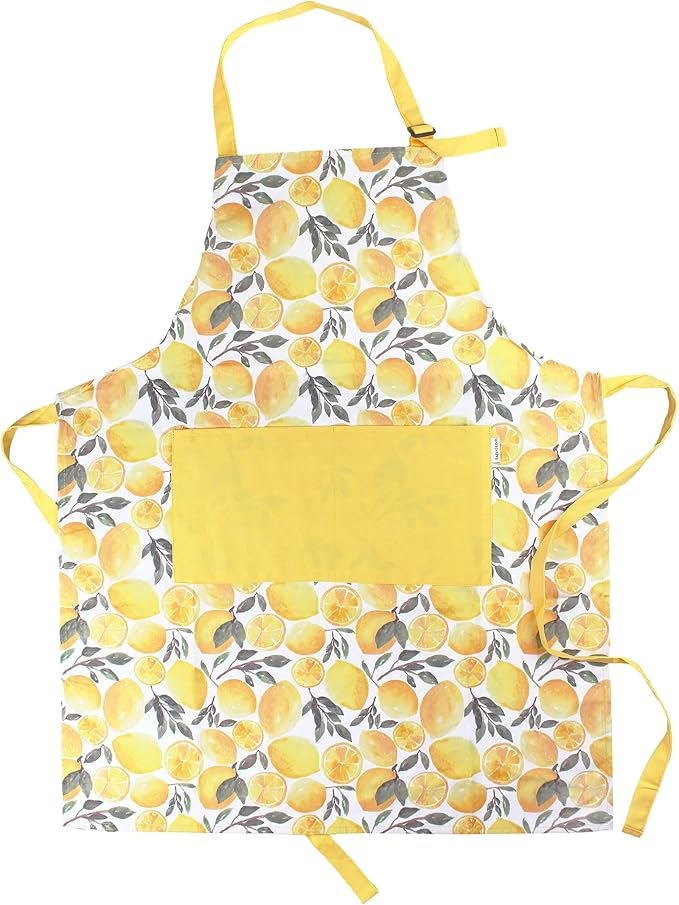 Adjustable Designer Kitchen Apron for Adults | Cotton Cooking Apron with Pockets and Adjustable Neck Buckle