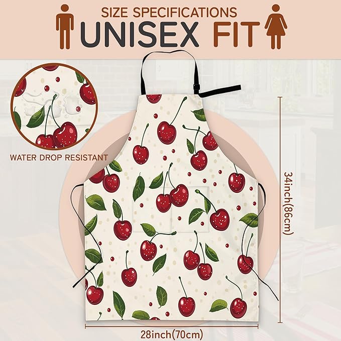 Cooking Aprons for Men and Women,Adjustable Bib Chef Apron with 2 Pockets, Soft and Durability Kitchen Apron