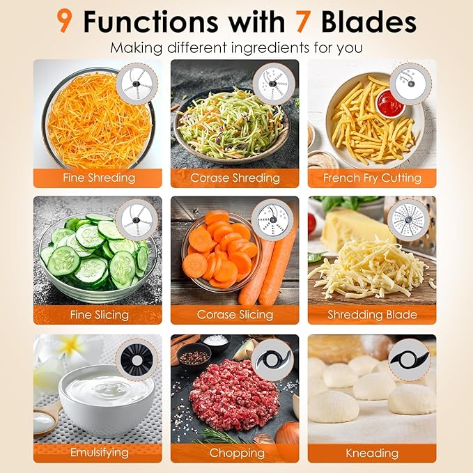 Davivy 16 Cup Food Processor & Blender Combo – 10-in-1 Multifunction 3.8L Processor with 6 Cup (50oz) Glass Blender, 2 Speeds + Pulse, Vegetable Chopper & Meat Grinder for Home Use, Black