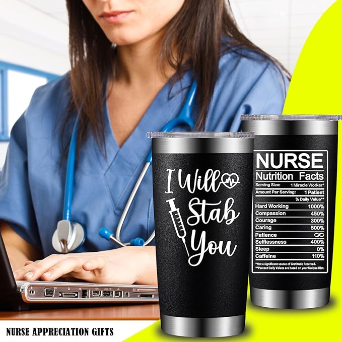 Nurse Gifts for Women - Nurses Week Gift - Nurse Graduation Appreciation Christmas Gifts for Nurses, Practitioner - 20oz I Will Stab You Tumbler Cup