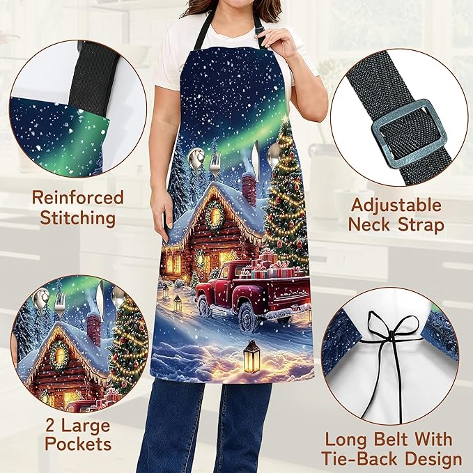 Cooking Apron for Women and Men,Adjustable Chef Bib Apron with 2 Pockets, Water and Oil Resistant for Kitchen Use