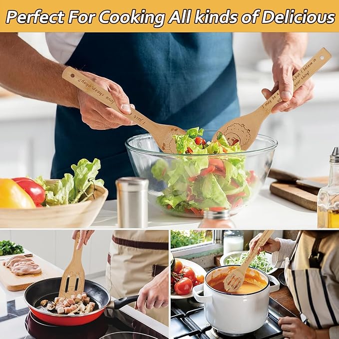 5PCS Sheep Wooden Cooking Spoons Kitchen Decor Sheep Gifts for Women Men Sheep Lovers Birthday Gifts Party Favors Housewarming Wedding Bamboo Cooking Spoons for Everyday Use