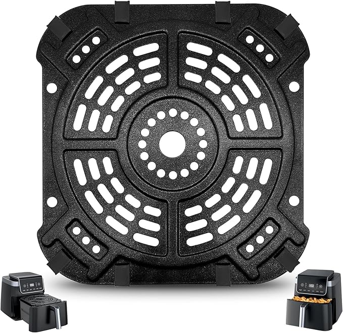 GCQ Air fryer Accessories for Ninja AF181 Air Fryer Pro XL 6-in-1 6.5 QT, 8.5''× 8.0'' Air Fryer Grill Pan Grill Plate Crisper Plate Replacement Parts Tray Rack with Rubber Bumpers, Dishwasher Safe