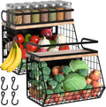 Magnetic Spice Rack for Refrigerator, Fruit, Potato & Onion Storage Bin,Large Capacity Magnetic Shelves for Side of Refrigerator, Kitchen Organizers and Storage Countertop,2 Pack Black
