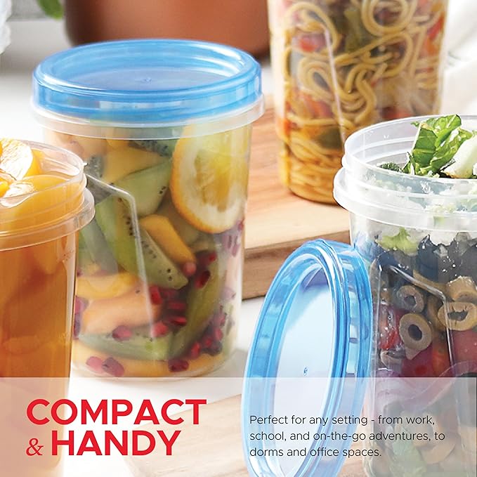 Tafura 10 Pack Leakproof Freezer Containers for Food with Twist Top Lids - 32 Oz BPA Free Reusable Plastic Soup Containers with Screw On Lids - Ideal for Meal Prep, Leftovers & Pantry Organization