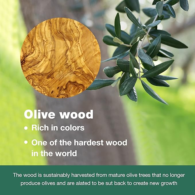 WONDERFUL 13.5 Inch Long Olive Wood Corner Spoon, Wooden Spoons for Cooking, Healthy Spoon & Spatula, Mixing/Serving, Non-Stick