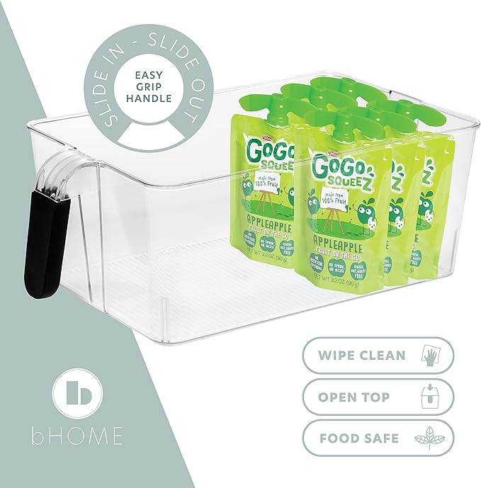 Ice Cube Tray + Ice Scoop For Freezer | Ice Bin & Flexible Scoop | BPA Free, Food Safe Ice Bucket | Clear Plastic Storage Bin, Laundry Detergent Holder, Freezer and Refrigerator Organizer Bin