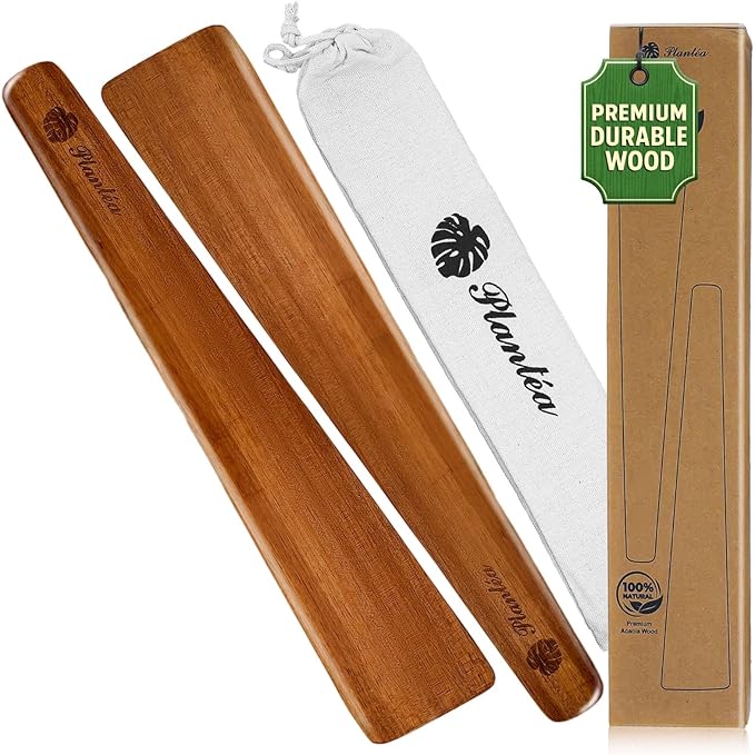 12 Inch Acacia Wood Spatula for Cast Iron, Small Wooden Flipper, Egg Scraper, Flat Turner, Multipurpose Cooking Utensil, Set of 2 Spatulas for Flipping, Scraping, Serving & Turning