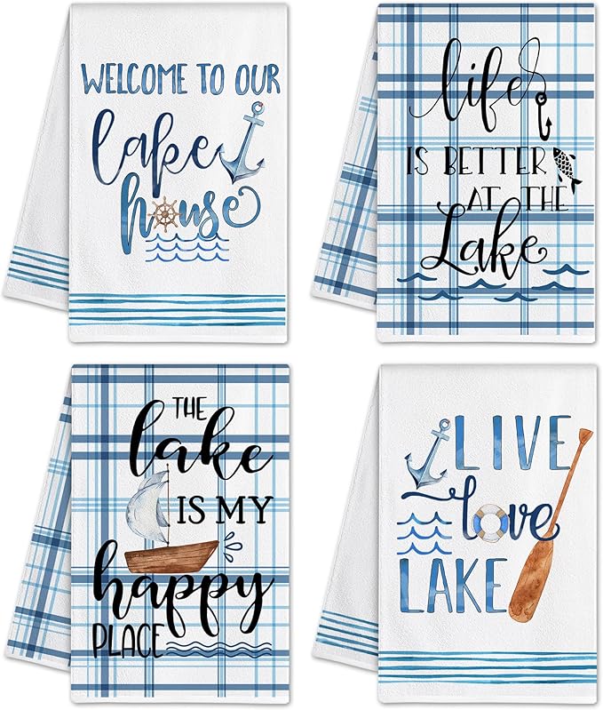pinata Lake House Decor for The Home, Lake Life Decor, Lake House Gifts, Life is Better at The Lake, Decorative Kitchen Towels, Hand Towels, Tea Towels, Housewarming Gift for New Home