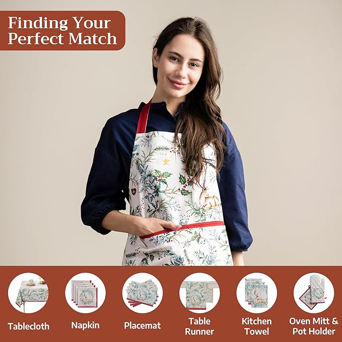 Maison d' Hermine 100% Cotton Apron for women with Pocket Kitchen Chef Apron for Men Cooking Gardening Server Waitress