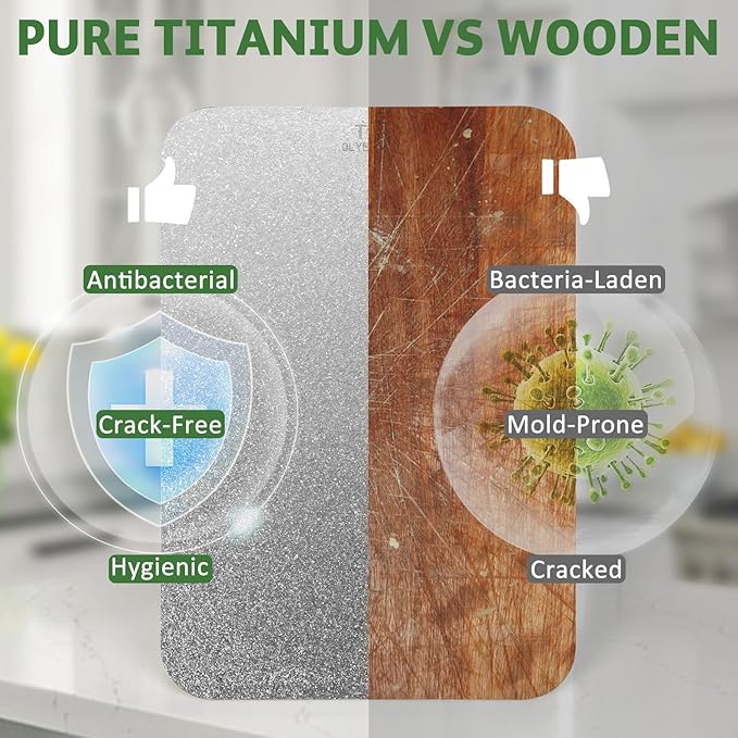 Scratch-resistant 100% pure titanium chopping block is hygienic and durable, metal chopping block for kitchen, double-sided titanium chopping block, dishwasher safety chopping block, 9×13.5 inches