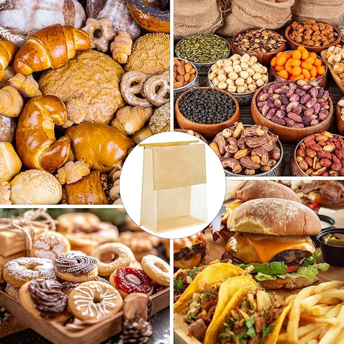 50PCS Paper Bread Bags, Bread Bags for Homemade Bread with Tin Tie Lock,Sourdough bread bags with Window,Bakery Bags for Bread,Sourdough,Cookie,Muffin,Bagels(8.7 x 4.3x 11 Inches)