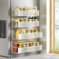 SONGMICS Strong Magnetic Spice Rack for Refrigerator, Set of 4, 2 Large and 2 Small Kichen Magnetic Shelves for Microwave, Washing Machine, Spice Organizers, No Drilling Needed, Cream White UKCS061W01