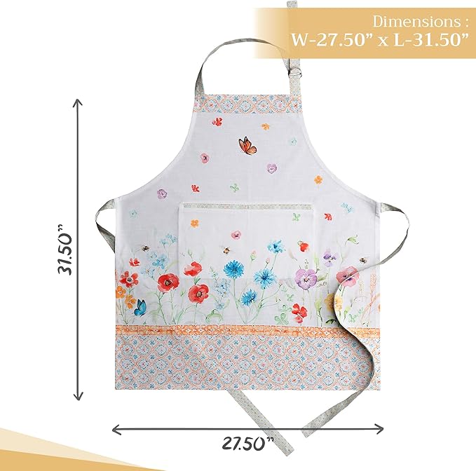 Maison d' Hermine 100% Cotton Apron for women with Pocket Kitchen Chef Apron for Men Cooking Gardening Server Waitress