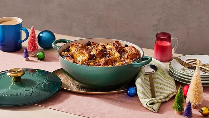 Le Creuset Enameled Cast Iron Holly Collection Soup Pot, 4.5 qt., Cerise with Gold Knob