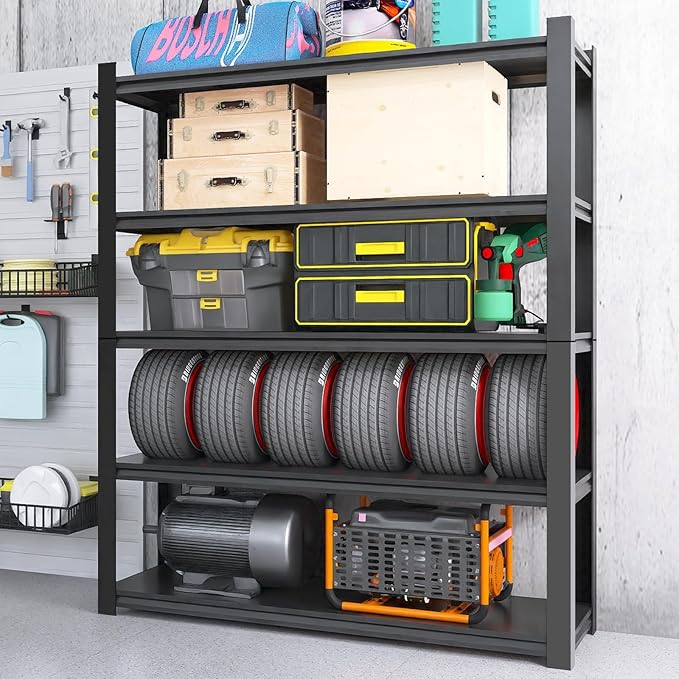 Heavy Duty Garage Shelving, 84'' H Metal Shelving, 3500LBS Storage Shelves 5 Tier Adjustable Heavy Duty Shelving Unit for Warehouse, Garage, Basement, 24" D x 47" W x 84" H