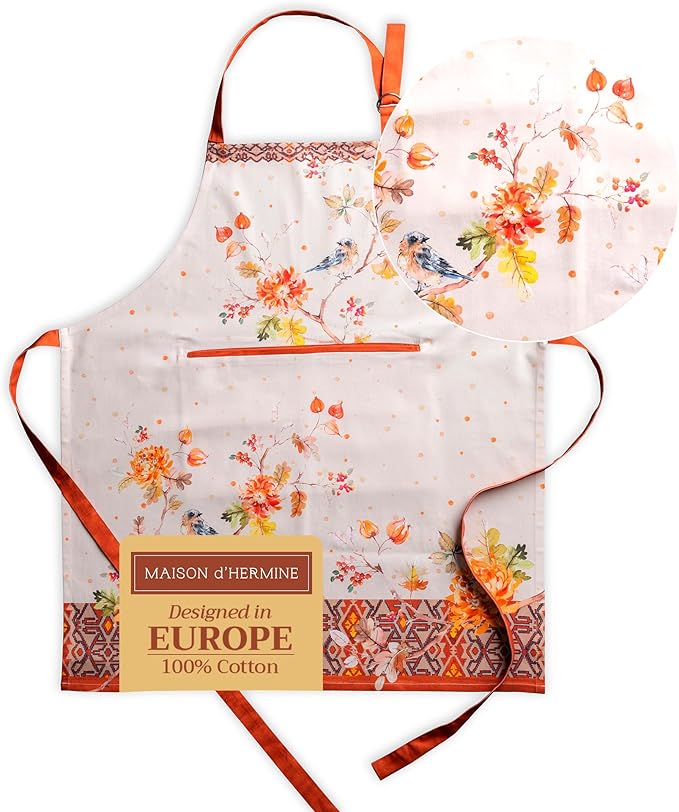 Maison d' Hermine 100% Cotton Apron for women with Pocket Kitchen Chef Apron for Men Cooking Gardening Server Waitress