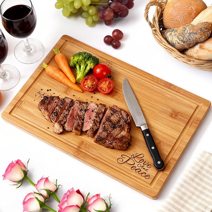 Personalized Bamboo Cutting Board - Laser Engraved Custom Board,Print in USA,Customizable Bamboo Cutting Board Eco-Friendly Wood,Gift for Wedding, Housewarming,Christmas