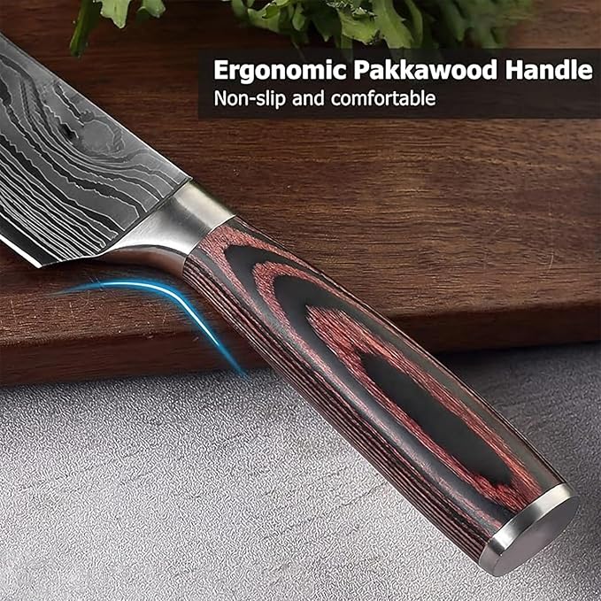 Chef Knife- 8", Razor-Sharp High-Carbon Stainless Steel Kitchen Knife, Ergonomic Handle, Multipurpose Japanese Chef's Knife for Meat & Veggies, Ideal for Gifting