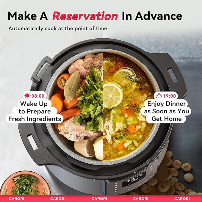 1200W 12-in-1 Electric Pressure Cooker 8Qt, Stainless Steel Pressure Cooker, Slow Cook Rice Cooker Steamer Sauté, Yogurt Maker, Warmer & Sterilizer with Recipe, Safer Venting Design, Sliver