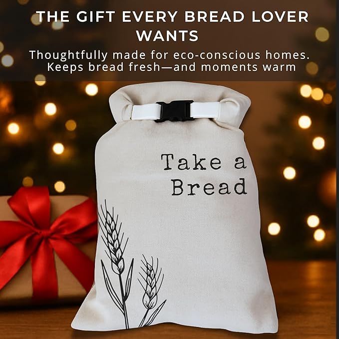 Bread Bags for Homemade Bread - 2 Pack XXL Cloth Bread Bags with Lining and Double Lock, Reusable Freezer Bags, Durable Bread Storage Bags, Reusable Gift Bags for sourdough