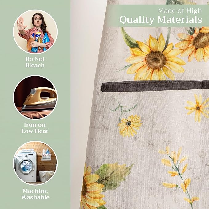 Maison d' Hermine 100% Cotton Apron for women with Pocket Kitchen Chef Apron for Men Cooking Gardening Server Waitress