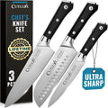 Cutluxe Chef Knife Set, 3 PCS Professional Chef's Knife Set – Razor Sharp German Steel, Full Tang, Ergonomic Handles - Artisan Series