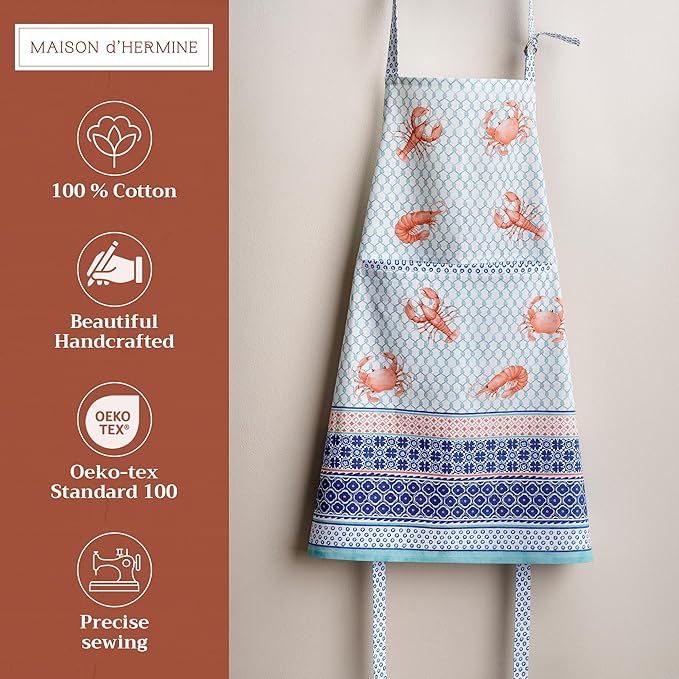 Maison d' Hermine 100% Cotton Apron for women with Pocket Kitchen Chef Apron for Men Cooking Gardening Server Waitress