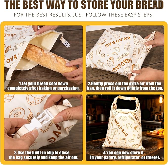 1 Pack Beeswax Bread Bags for Sourdough Reusable Bread Bags Food Storage Bag Large Capacity Portable Freshness Preservation Homemade Sourdough Bread Storage Bag