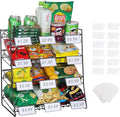 4-Tier Black Stackable Candy Display Rack, Snack Organizer For Countertop, Stores, Offices with 12 Signs and 30 Labels (Black-1 Pack)