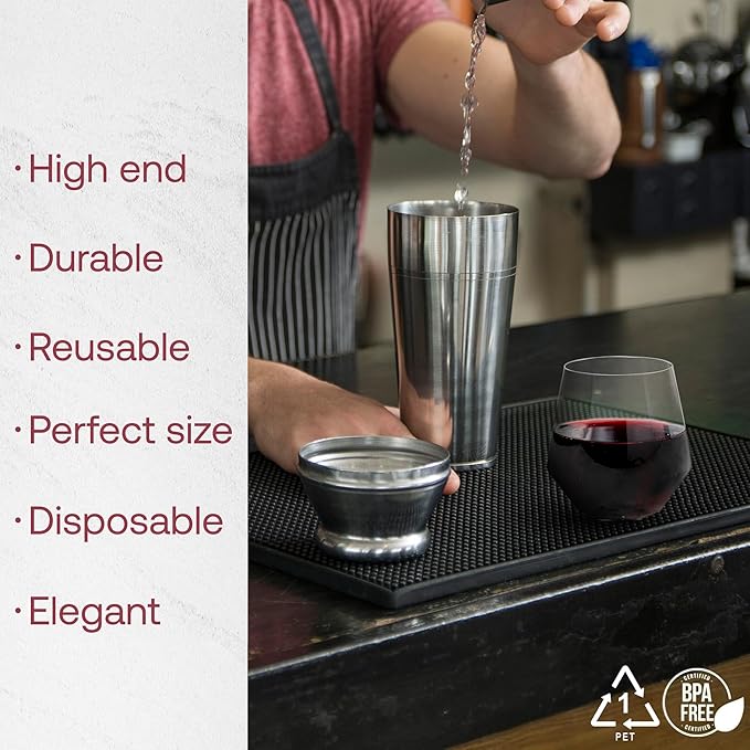 Smarty Had A Party 12 oz Wine Goblets Pack of 64 Clear Stemless Plastic Goblets, Unbreakable and Disposable for Parties and Events