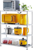 susunnus Stainless Steel Shelves 39.4in-4 Tier,Kitchen Storage Shelves,Stainless Steel Shelf Organizer, Artistic Texture, Pragmatic& Sturdy & Waterproof