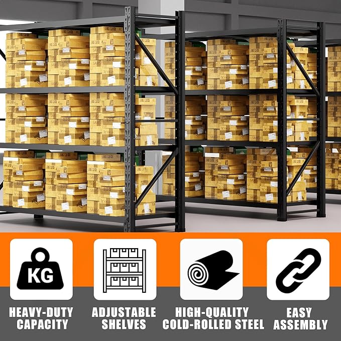 torage Shelves,Garage Shelving Heavy Duty Metal Adjustable Garage Shelves, Shelving Units Industrial Shelving for Warehouse(Black, W31.5*D19.7*H79)