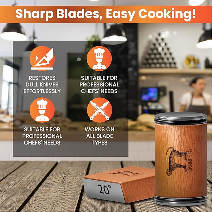 Rolling Knife Sharpener Kit - Magnetic Rolling Sharpener for Knives with 15 & 20 Degree Angles – Rolling Stone Pro Sharpener for Kitchen & Pocket Knives - Ideal Gift for Christmas.