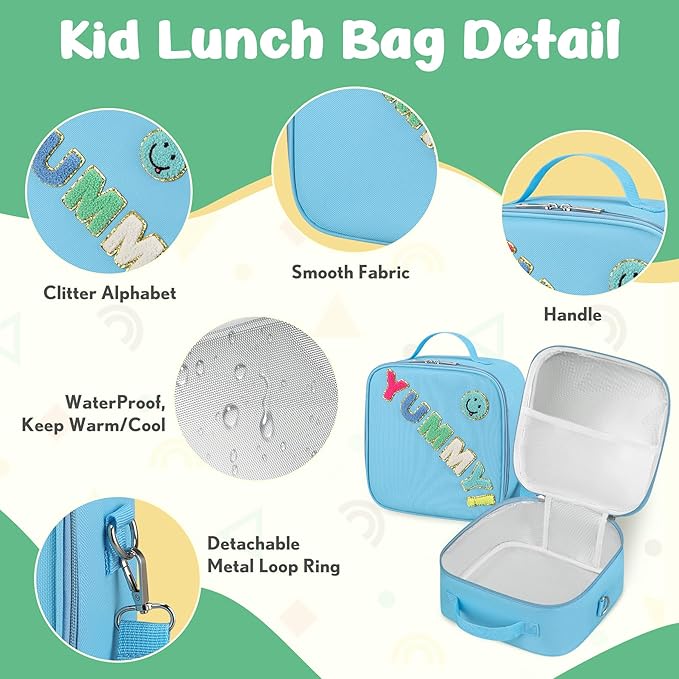 Bento Lunch Box with 10oz Soup Thermo for Kids Insulated Lunch Bag & Foldable Silicone Cup Food Leak Proof Food Container with 5 Compartment for Kid to Shool Travel