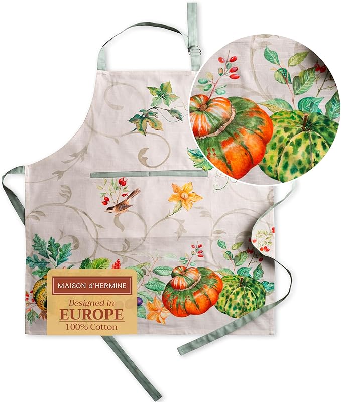Maison d' Hermine 100% Cotton Apron for women with Pocket Kitchen Chef Apron for Men Cooking Gardening Server Waitress